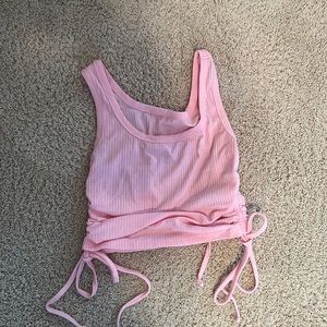 pink, tie sided shirt